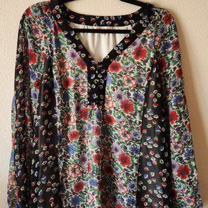 Nanette Lepore Colorful Floral Blouse